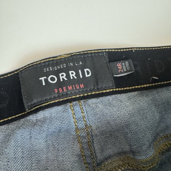 Torrid Womens Blue Denim Medium Wash Sky High Skinny Jeans Size 24r Plus Stretch - Picture 4 of 8